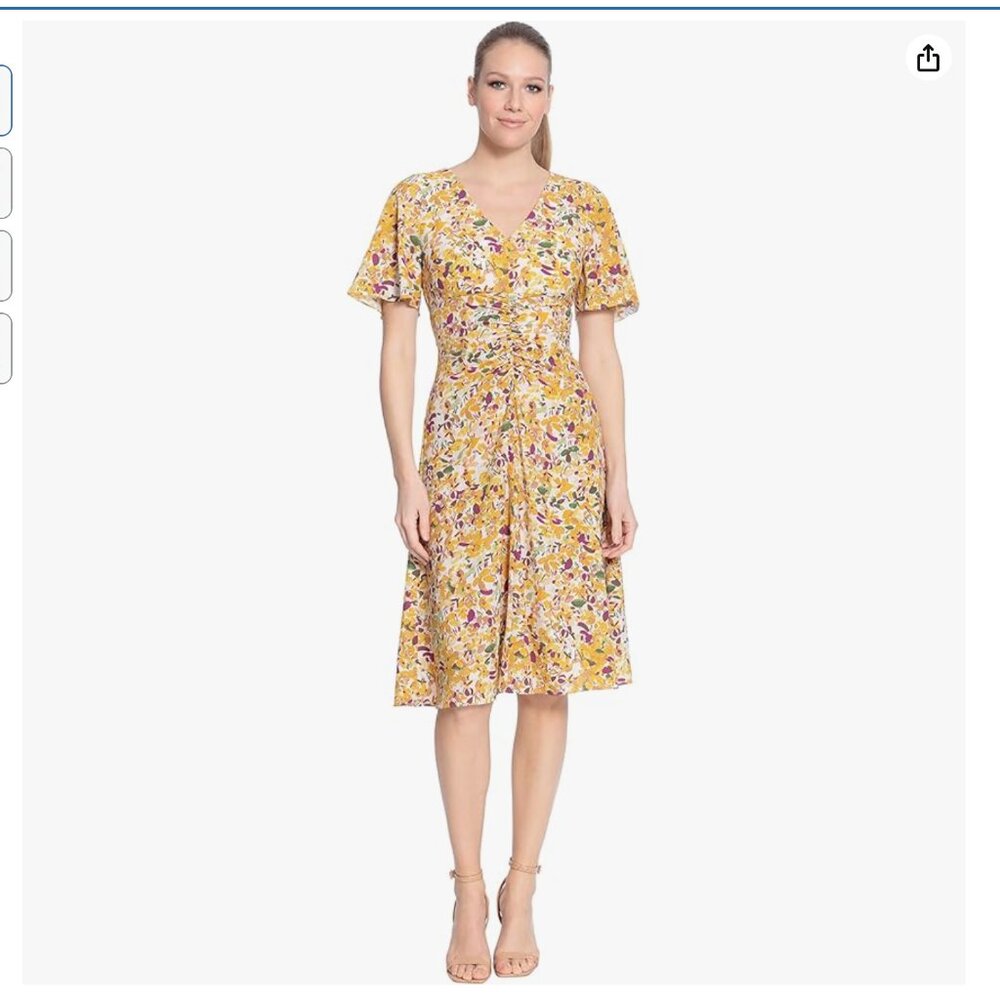 London Times Women's Ruched Waist Dress